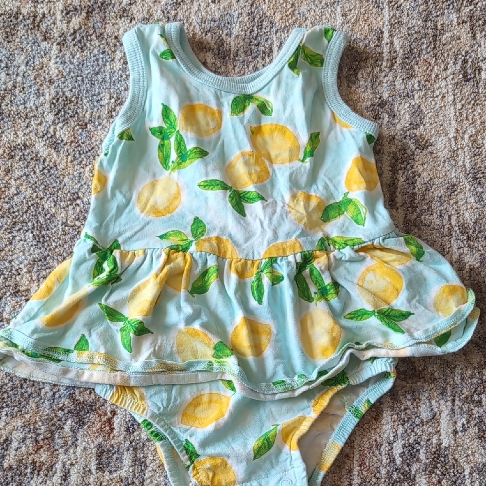 Lemon Print Baby Dress with Bloomers